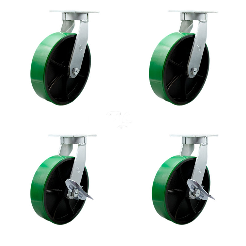 Ensemble de roulettes robustes en poly 4 pièces 4 pièces, Vert