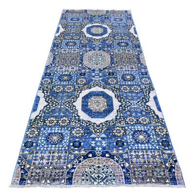 Joyah One-of-a-Kind 4' X 9'10" New Age Runner Wool Area Rug Blue