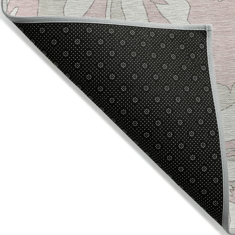 Tapis extérieur lavable floral rose ivoire et beige 3 pi x 5 pi
