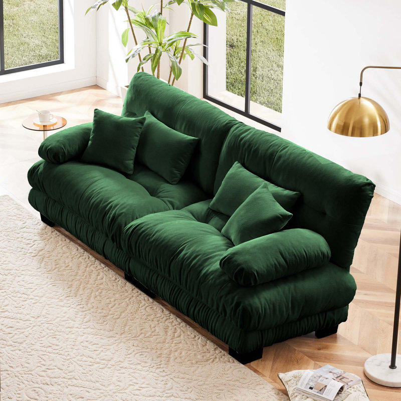 Canapé en chenille, H 35,4 po x l 94,4 po x P 36 po, 2, Vert