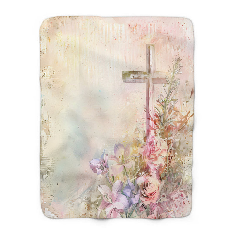 Gentle Watercolor Grace - couverture en sherpa de qualité supérieure 1 pièce - reproduction d'art luxueuse, Grand lit