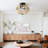 18" Bohemian Wood Beaded Ceiling Fan With Light, Flush Mount Caged Ceiling Fan, Rustic Farmhouse Low Profile Fan Light Fixture For Indoor Home Decor (Silent/6-Speed/Reversible/DC Motor) (No Bulbs)