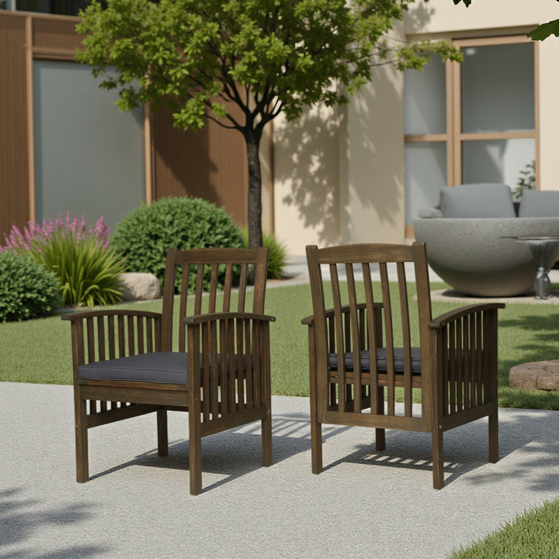 Chaise avec 2 coussins ACACIA, Bleu, Gris foncé