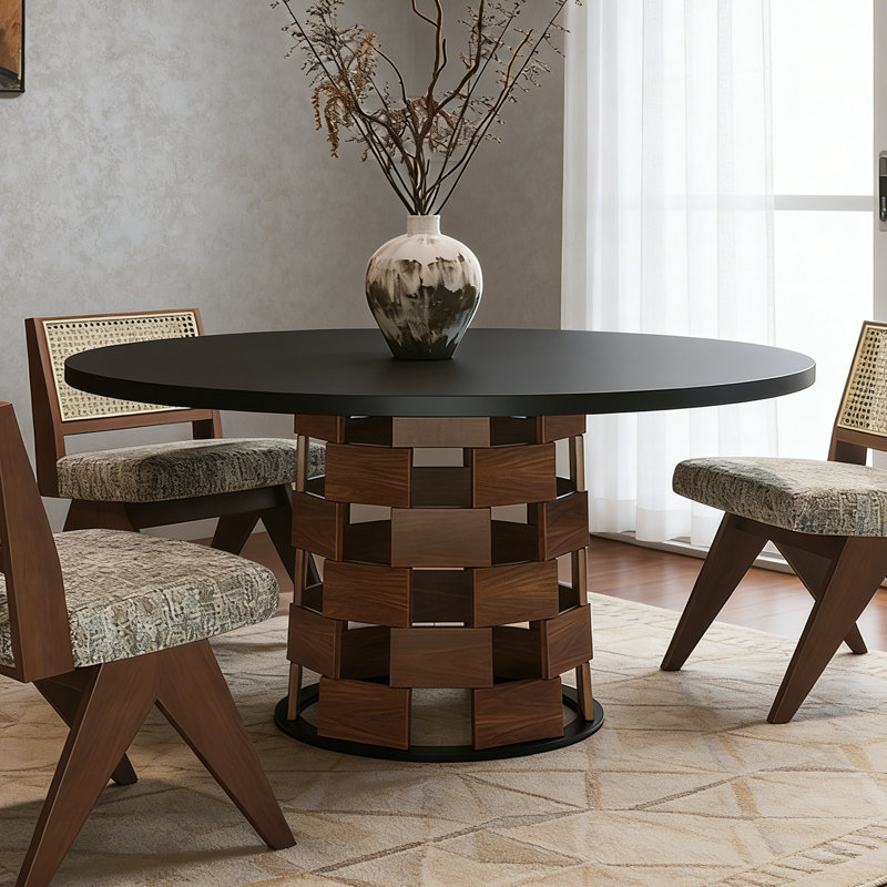 Round French-style dining table, 29.53"H x 59.06"L x 59.06"W