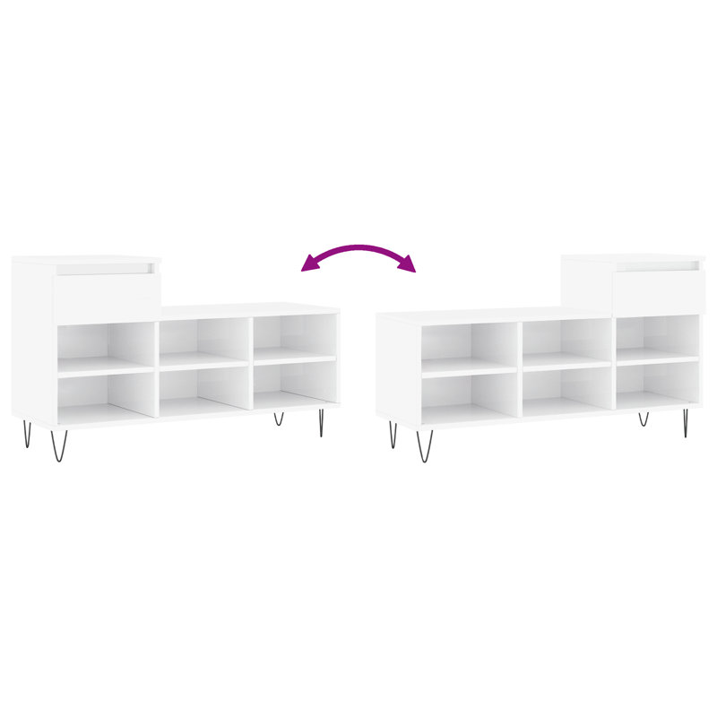 6 Pair Shoe Storage Cabinet, High Gloss White