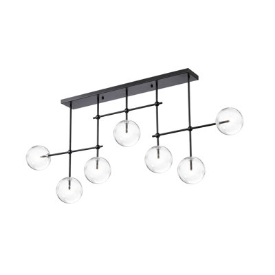 Lustre linéaire moderne en verre 7 lumières