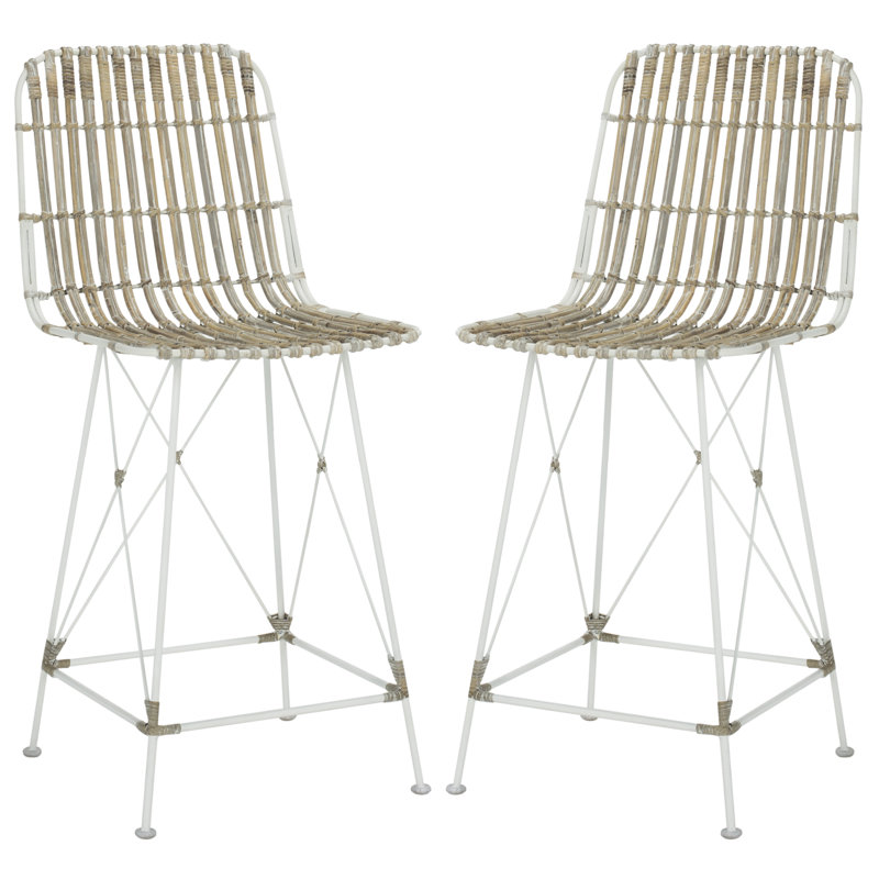 Lisdale Counter Stool with Metal Frame, White Wash, Counter Stool (23.62" Seat Height)