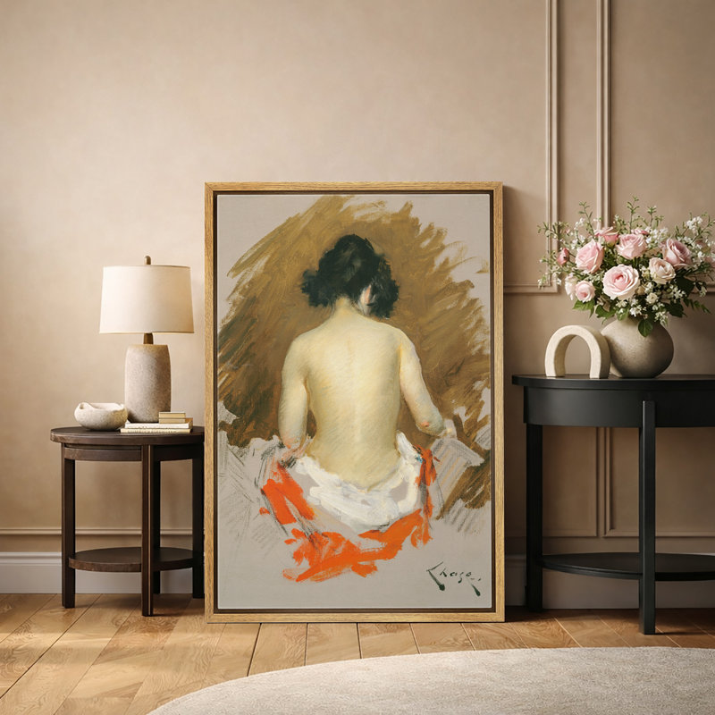 Impressionniste, impression de femme nue, H 36 po x l 24 po x 1,5 po, Natural Floater Frame