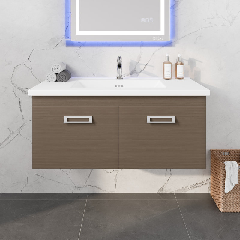 Ensemble de meuble-lavabo simple 38 po Leopold, Wengé