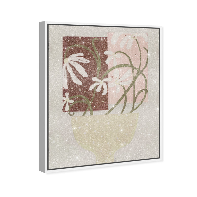 Polka Dots Bloom Print by Oliver Gal, White Floater Frame, 31"H x 37"W