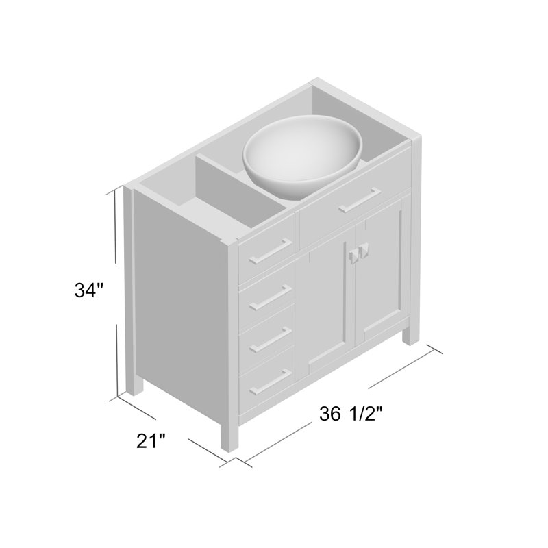Slagelse 36" Powder Bathroom Vanity Base, Grey