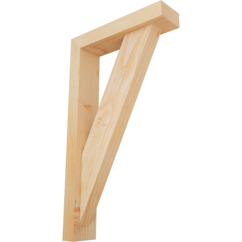 Traditional Block Bracket w/ Offset Brace, 28 x 16, 4"W Douglas Fir (Rough Sawn)