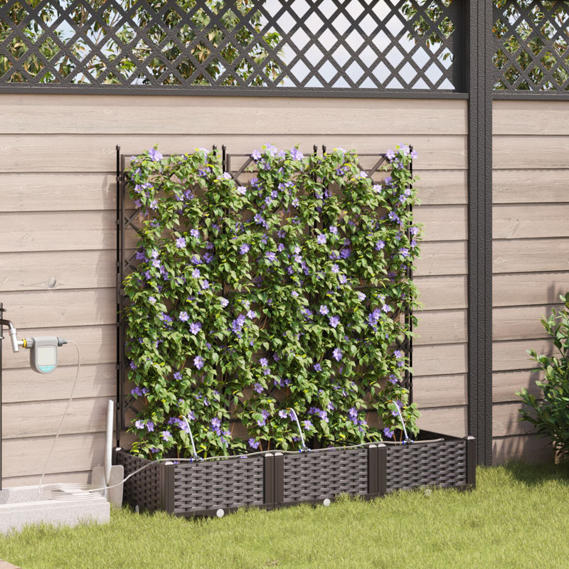 Garden Planter Plastic Resin Planters, Brown, 126cm H x120cm W x 40cm D