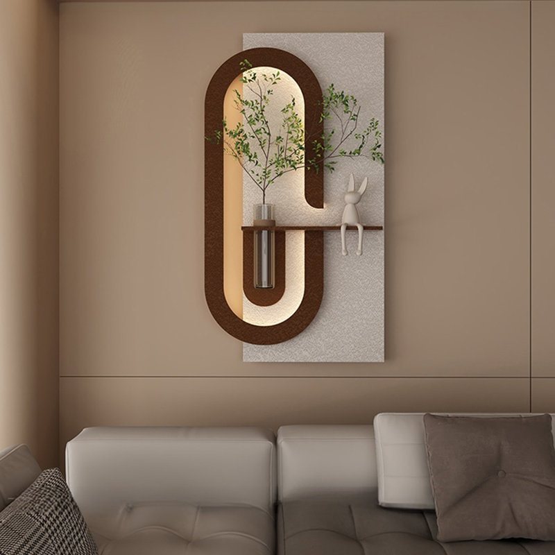 Sandstone 3d Led Wall Art With Hydroponic Planter - Entryway/Living Room Decor, Green/Brown/White, 55.12" H x 27.56" W