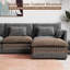 Canapé modulaire en chenille L 75,3 po gris foncé | Coussin double, coussins de fermeture à glissière, velcro, poches latérales