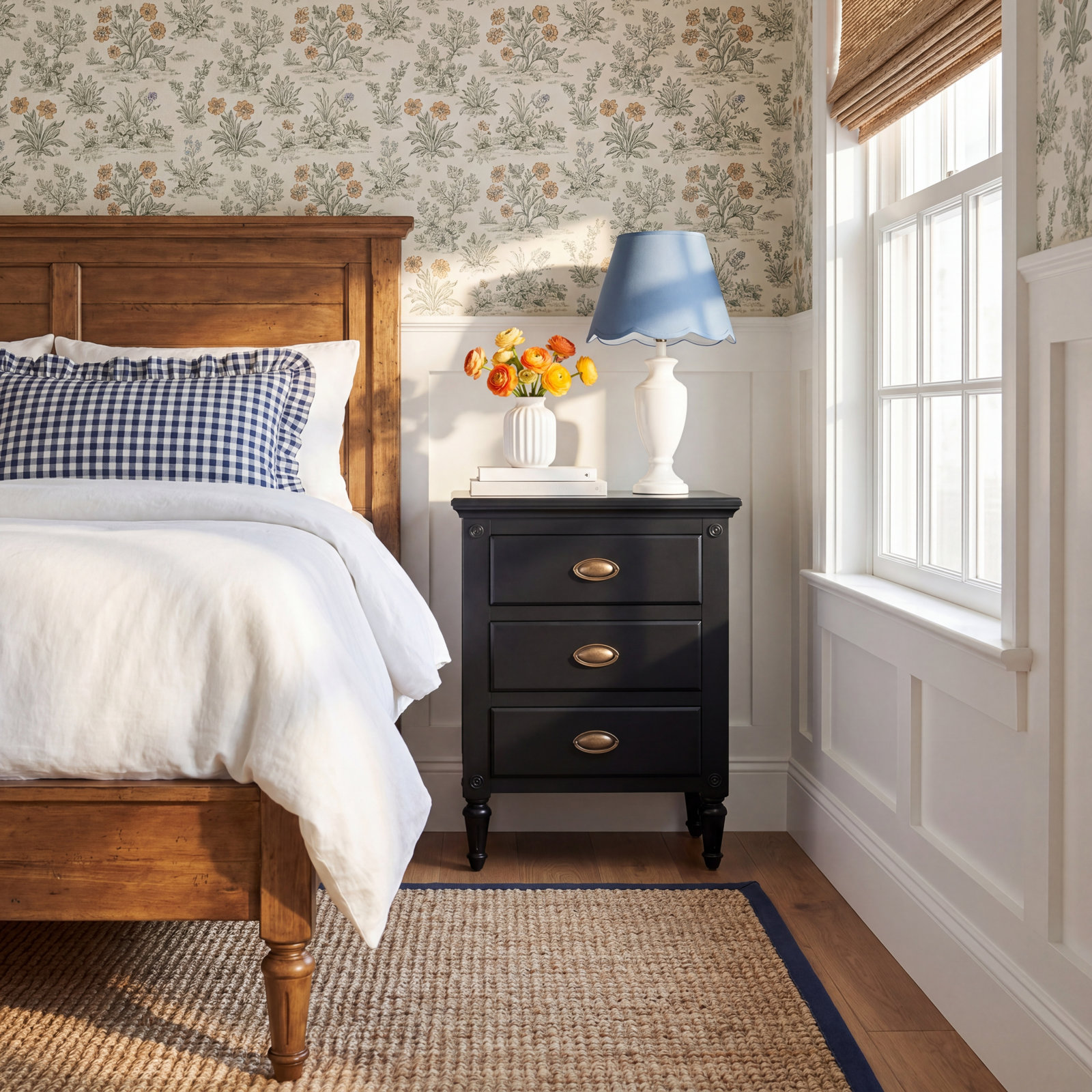 Eros Mahogany Nightstand, Black