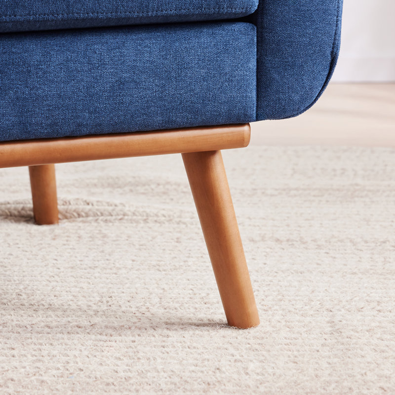 Donka Solid Wood Upholstered Armchairs, Blue Polyester