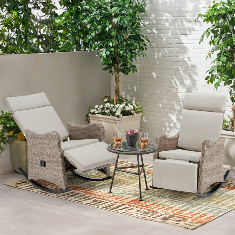 Outdoor Ekemini Rocker Wicker Chair with Cushions