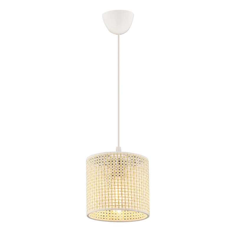 Lustre blanc élégant, structure en métal, 19,7 po x 19,7 po x 19,7 po | Certifié CE, douille E27 (60 W maximum), capuchon en coton (5,9 x 5,9 x 5,5 pouces) | Parfait pour le salon, la salle à manger et le vestibule