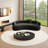 Black curved negotiating sofa-103978033