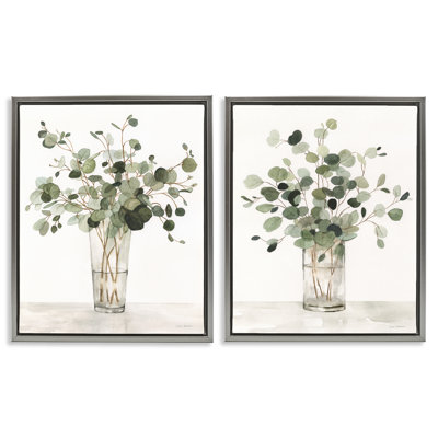 Eucalyptus Herb Vases 2 Piece Framed Floater Canvas Set, design by Carol Robinson