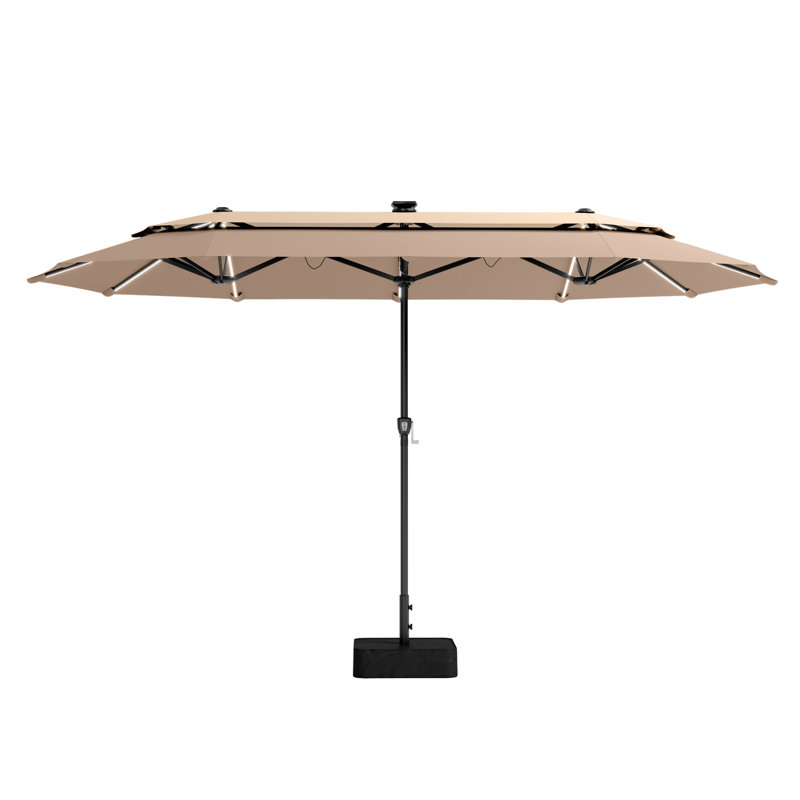 Rectangular Lighted Market Parasol, Dark Beige, 198.1cm W x 396.2cm D