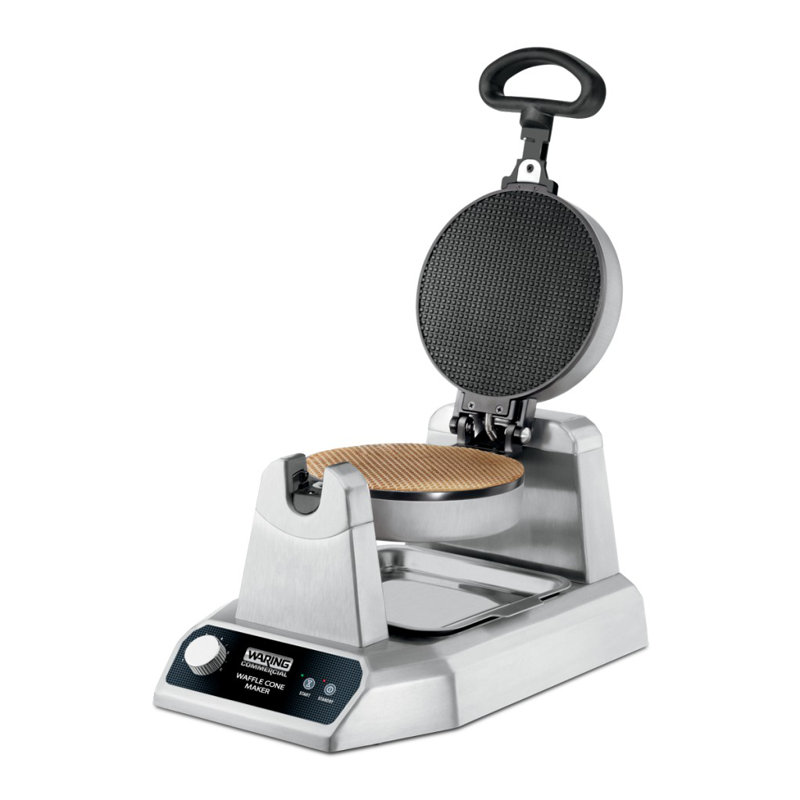 Heavy Duty Silver Single Waffle Cone Maker with Timer