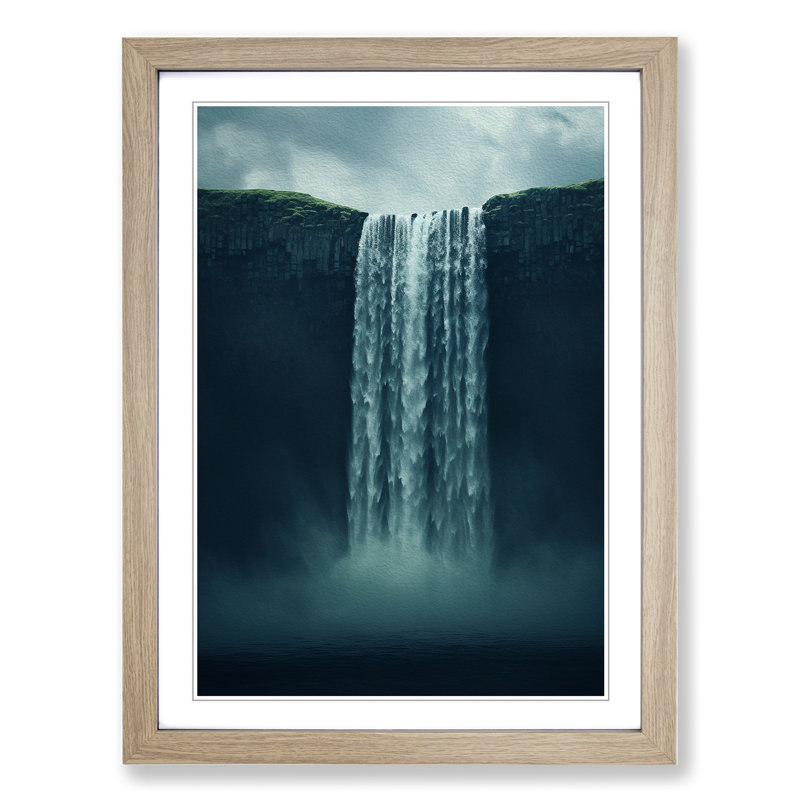 Waterfall Minimalism No.2 - Framed Print, 46cm H x 34cm W x 2cm D, Oak 
