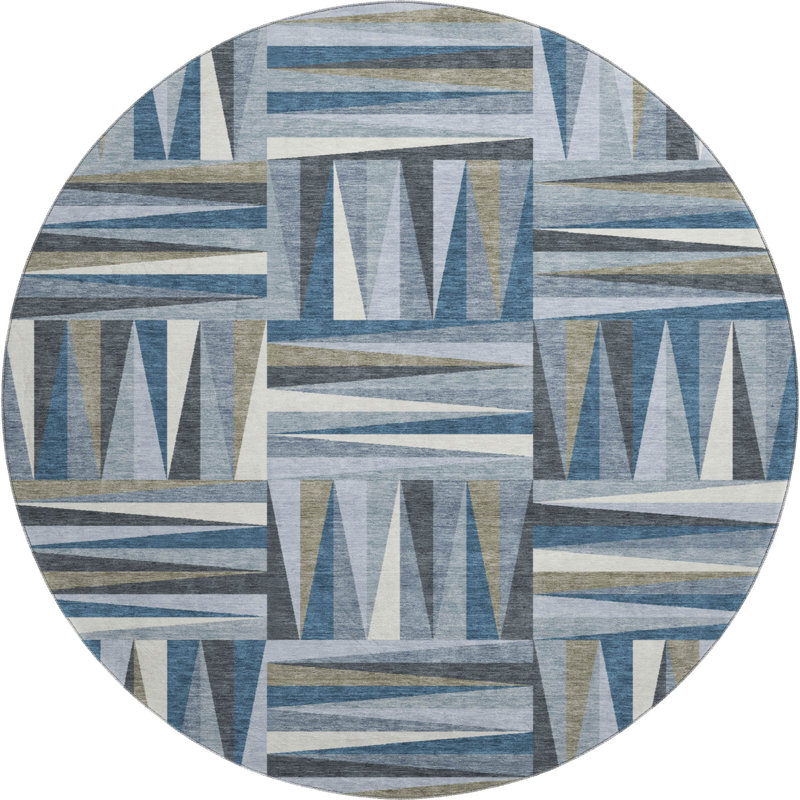 Premium Machine Washable Collett AMF1012 Squares Rug, Round 8'
