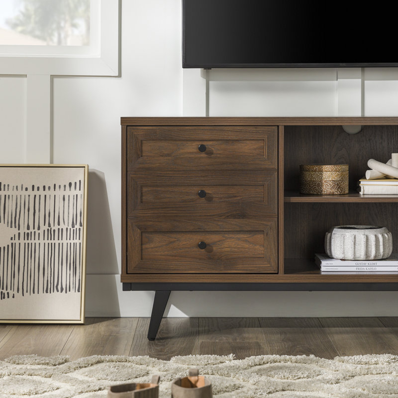 Meuble télé pour téléviseur de 65 po ou moins Pamrapo, Noyer foncé