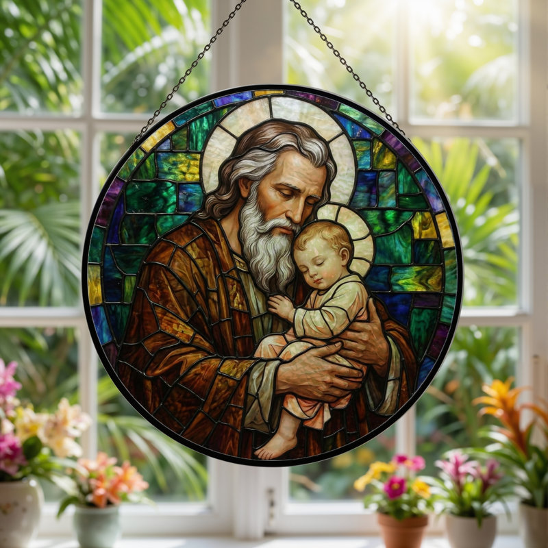 Vitrail Saint Joseph H H 12 po, H 12 po