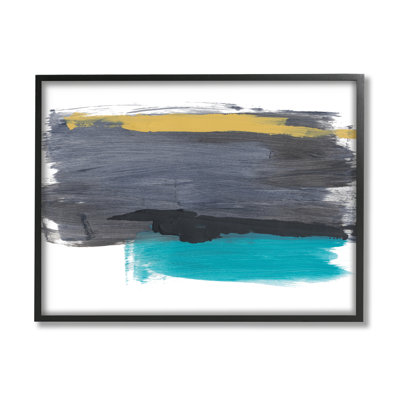 Abstrait coups de pinceau jaune et gris par Bronwyn Baker - Peinture
