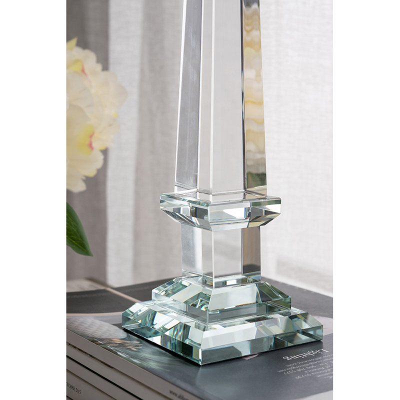 Charmine Glass Obelisk Sculpture, Clear, 20" H x 4" W x 4" D