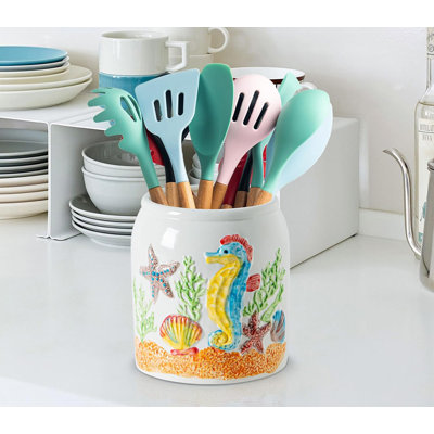 Ocean Theme Ceramic Utensil Holder