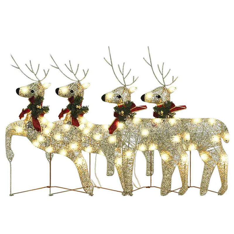 Décoration de Noël renne de Noël avec lumières DEL, Or