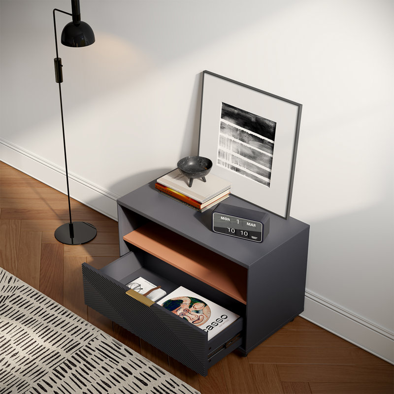 Meuble télé moderne avec rangement, Noir, 19.7" H x 59.1" L x 15.8" W