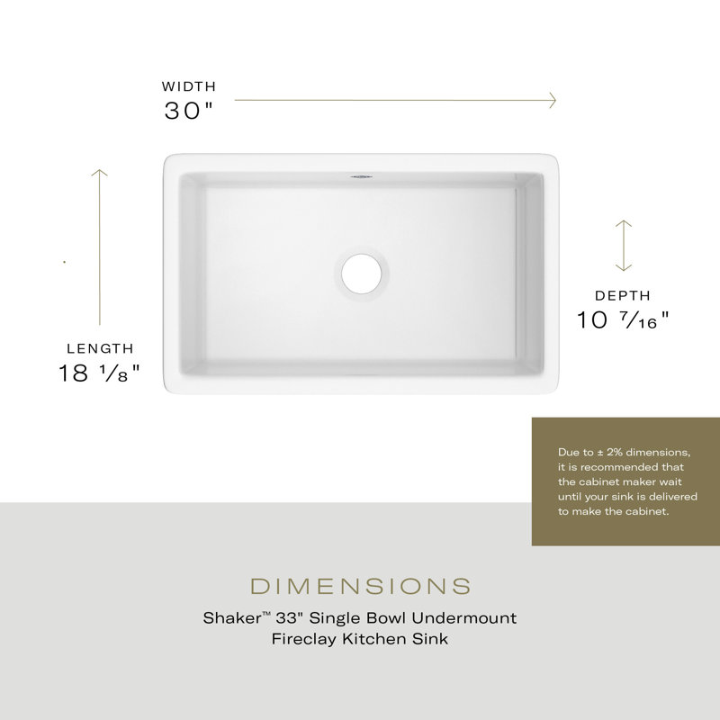 Shaws­ 30" Single Bowl Undermount Fireclay Kitchen Sink, White