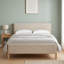 Lit tapissier Modern, minimaliste, grand, lin beige-129912534-129912536