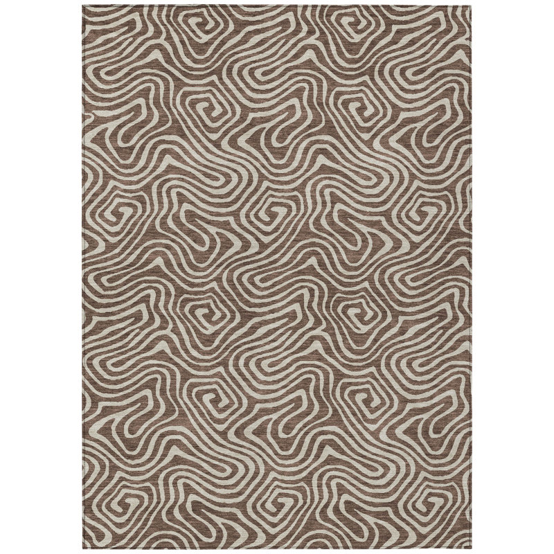 Raya Brown Washable Indoor-Outdoor Rug - , 9' x 12'