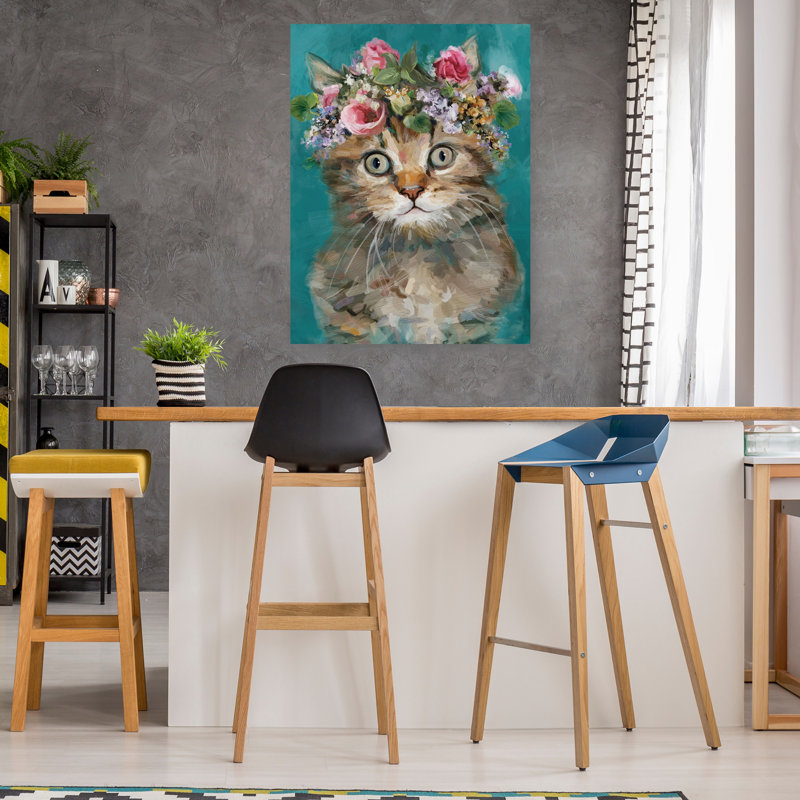 Flower Power Kitty III by Studio Arts Canvas Art Print
