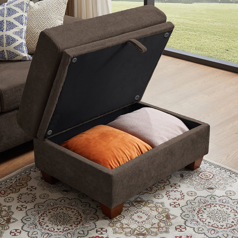 Lavaeh 108.66" Modern 4 Seaters Sectional Sofa with Hidden Coffee Table and Large Storage Space, Coffee Fabric