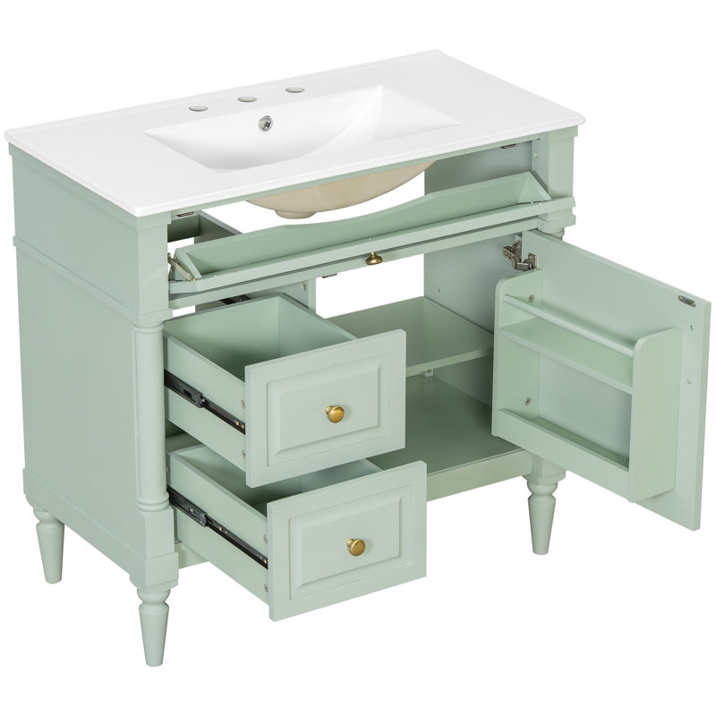 36 Inch Bathroom Vanity With Sink,Green, Green