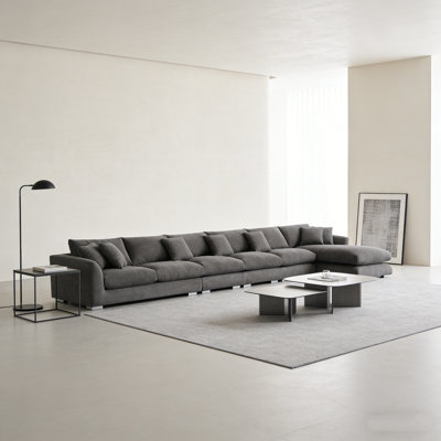 204.72"Modern Minimalist Beige Sectional Sofa with Left Chaise Lounge