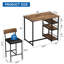 3-Piece Counter Height Dining Table Set for 2 with Upholstered Chairs, Kitchen Table Sets with 3 Under Table Storage Shelves for Small Space, Apartment, Breakfast Nook.-570428086