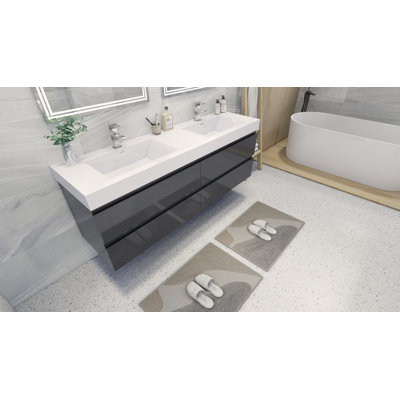 Hartsock Double Bathroom Vanity with Acrylic Top
