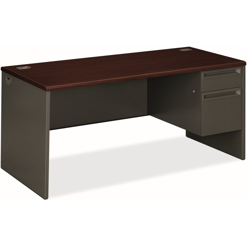 38000 Series Executive Desk, Right Hand Return, Mahogany/Charcoal, 29.5" H x 66" W x 30" D