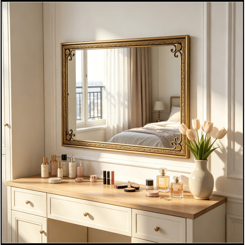 Miroir rectangulaire avec cadre en métal