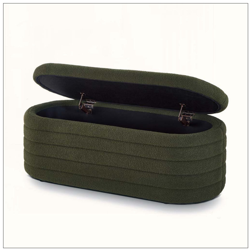 Banc de rangement moderne avec repose-pieds ovale, Dark Green