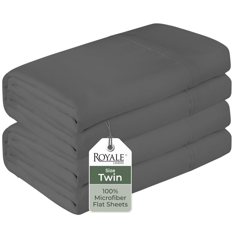 Ensemble de draps en vrac 2 pièces Royale Linens, Gris anthracite, Twin Flat Sheet