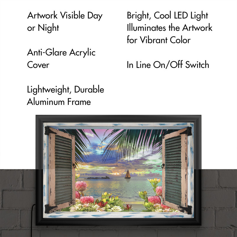 Reproduction d’art graphique encadrée « tropical window » par Leo Kelly